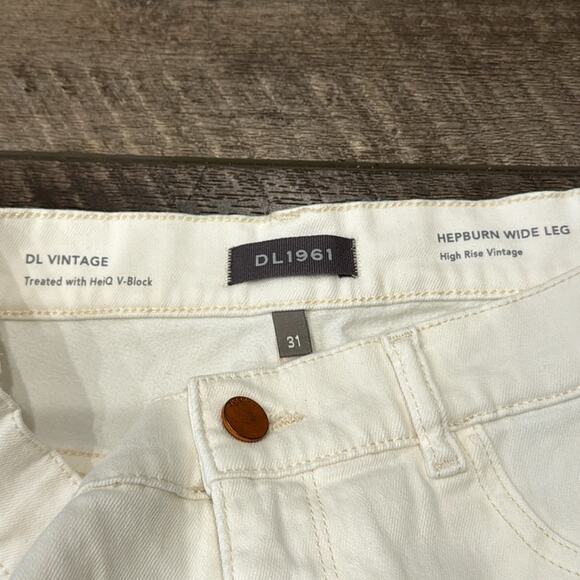 DL1961 Hepburn Wide Leg High Rise Vintage Ankle Jeans Eggshell 31 - Picture 7 of 7
